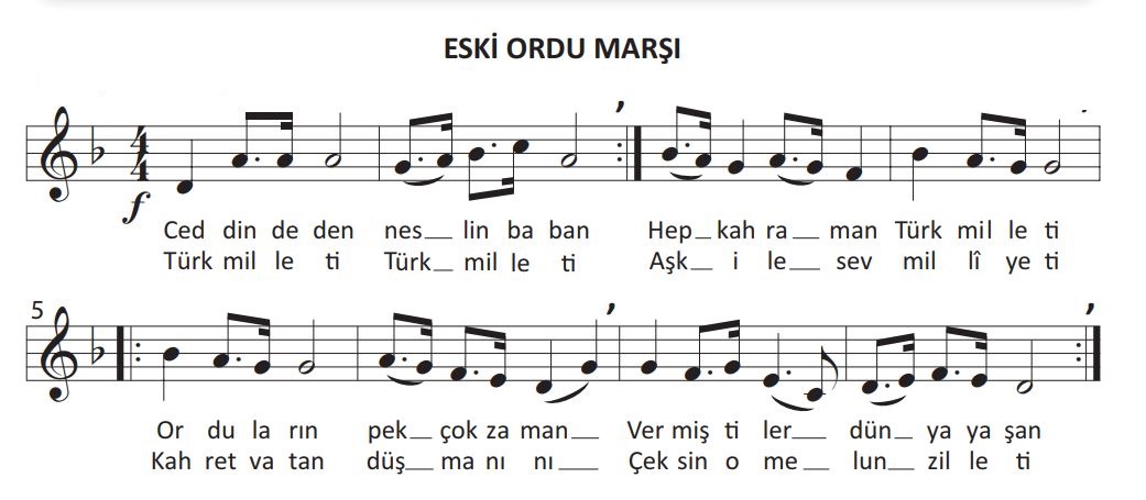 Eski Ordu Marşı Notaları